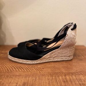 Castañer Black Espadrille Wedges with ties 39 / 8.5